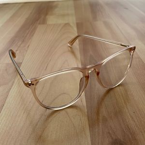 MVMT blue light glasses, clear pink frame